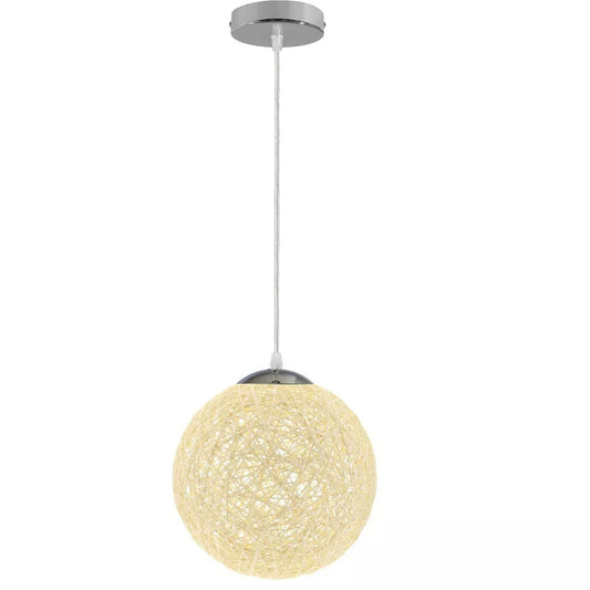 Cremefarvet rattan pendellampe Ø20cm - E27 fatning ~ 2083