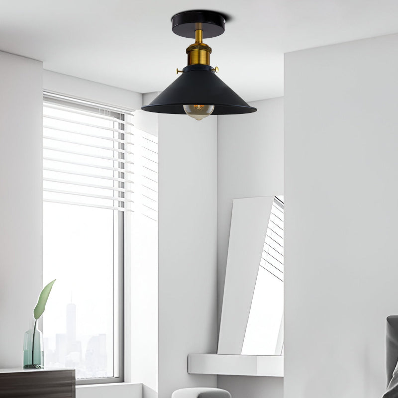 Industrielle schwarze Deckenlampe aus Metall für Loft-Design