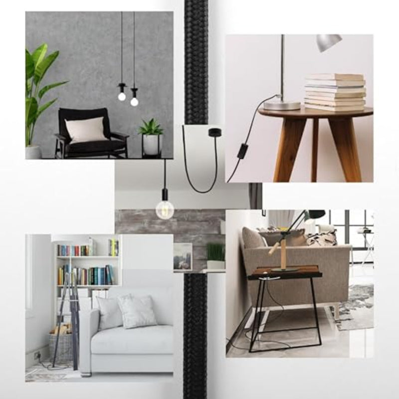 schwarzes Stoffkabel für DIY