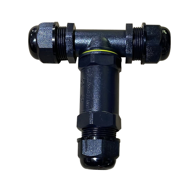 Wasserdichter T-Verbinder für Stromkabel.