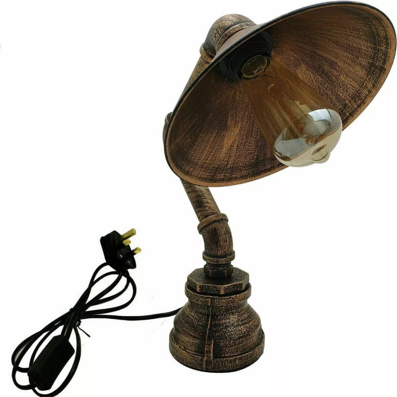 Moderne Tischlampe in Rustikalrot mit E27-Fassung und Metallgehäuse