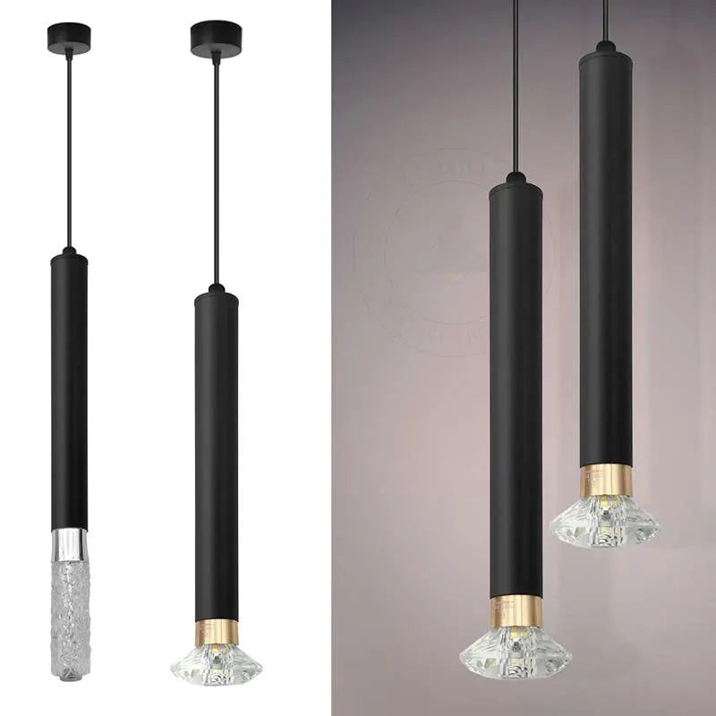 Moderne Pendelleuchten Schwarze LED Zylinder Langrohr  für Kücheninsel, Bar, Café~2631