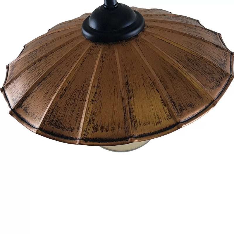 Vintage Pendelleuchte mit Hanfseil und Kupferschirm, ideal für eine rustikale oder industrielle Einrichtung