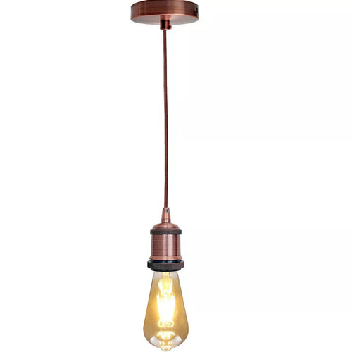 Vintage industrial E27 Pendelleuchte-Kupfer-1m~1222