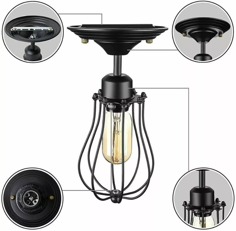 Schwarze Balloon-Wandleuchte mit Drahtgestell im Retro-Design – ideal für moderne Akzentbeleuchtung