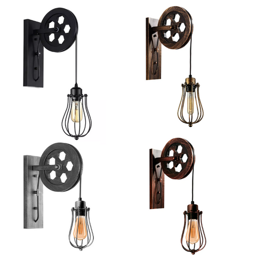 Wandleuchten schlafzimmer Riemenscheiben E27 Retro lampen~3171