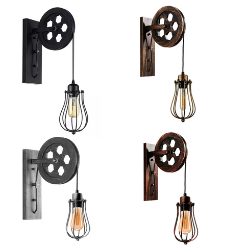 Applique da camera da letto con carrucole E27 lampade retrò~3171