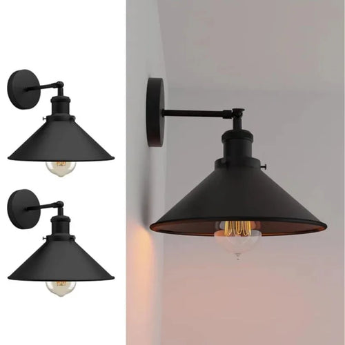 Industrielle Verstellbare Wandleuchte mit Metallkegelschirm~3476