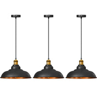 3 lichtern industrielle schwarz mit goldenem Pendelleuchte | Billardtisch Lampe ~3532 variant