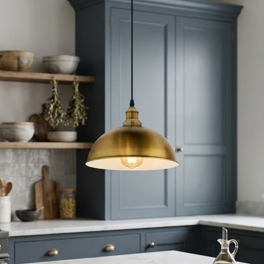 Retro Pendelleuchte Küchentisch Edles Gelbes Messing ~3635