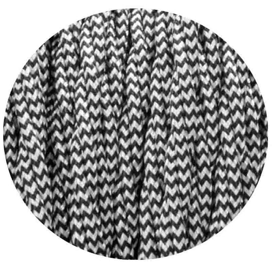 Textilkabel 2 Adrig Lampenkabel 0.75mm², Geflochten, Schwarz-Weiß