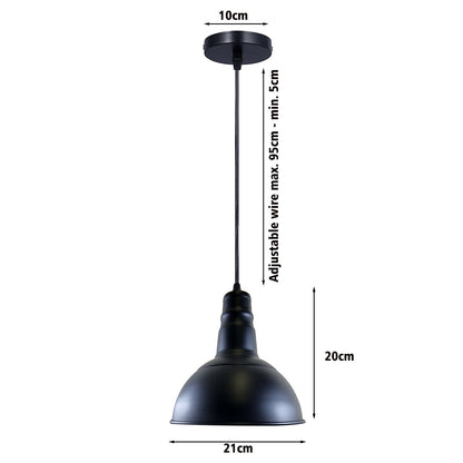 Single Round Base Retro Industrial Chandelier Ceiling Vintage Metal Light Shade Pendelleuchte Schwarz