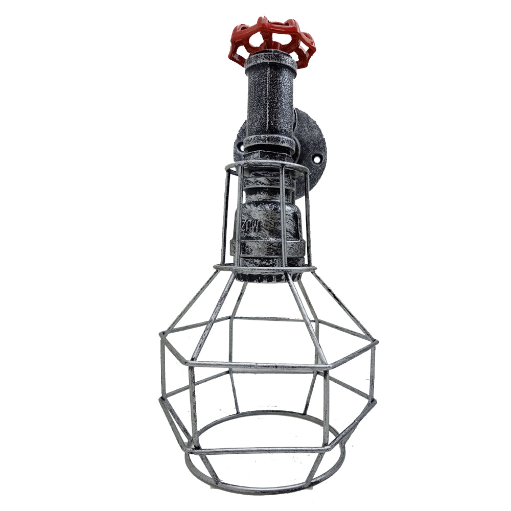 Retro Modern Industrial Vintage Style Pipe Cage Wandleuchte Wandleuchte Gebürstetes Silber LEDSone DE-3