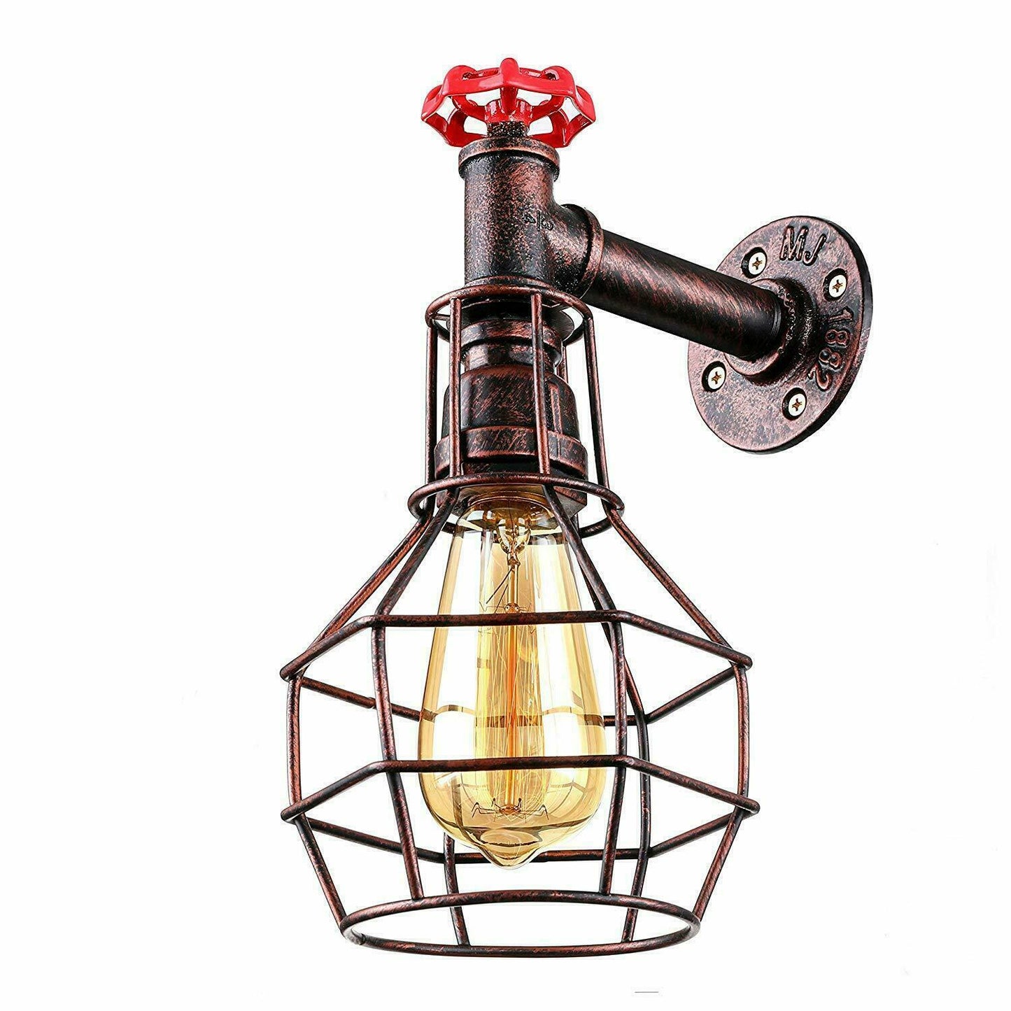 Retro Modern Industrial Vintage Style Pipe Cage Wandleuchte Wandleuchte Rustikal Rot LEDSone DE-1