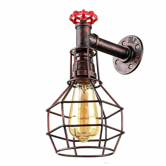 Retro Modern Industrial Vintage Style Pipe Cage Wandleuchte Wandleuchte Rustikal Rot LEDSone DE-1