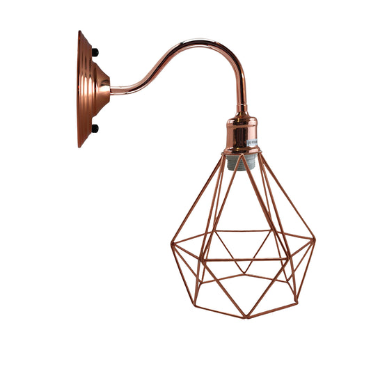 Kreative geometrische Art E27 Wandlampe Nordisches Retro-Diamant-geformtes Schmiede-Metallschutz-Pendelleuchte Quadratische Deckenrose