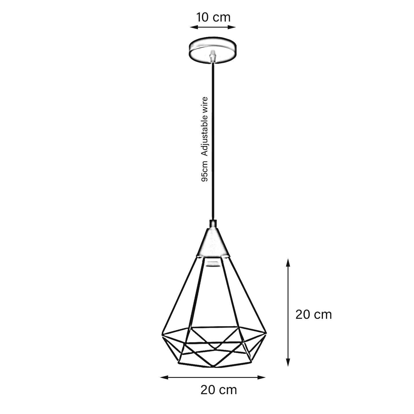 Adjustable wire geometrische ceilling Licht Schwarze Käfig im Loft-Stil