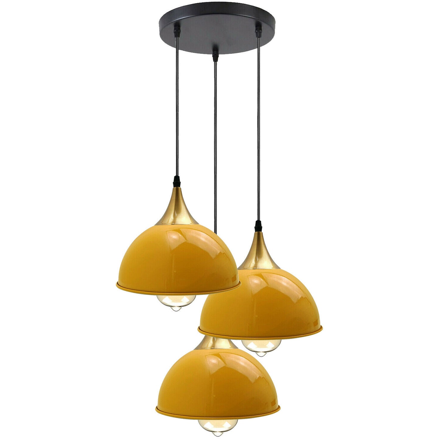 3-Wege-Vintage-Lampenschirm aus Metall, modern, zum Aufhängen, Retro-Deckenpendelleuchten, gelb