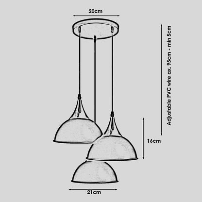 3-Wege-Vintage-Lampenschirm aus Metall, modern, zum Aufhängen, Retro-Deckenpendelleuchten, gelb