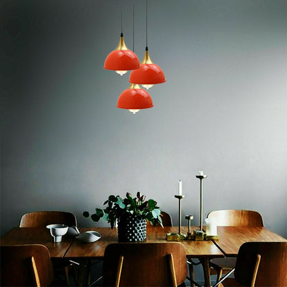 3-Wege-Vintage-Industrie-Metall-Lampenschirm, moderne hängende Retro-Deckenpendelleuchten, orange