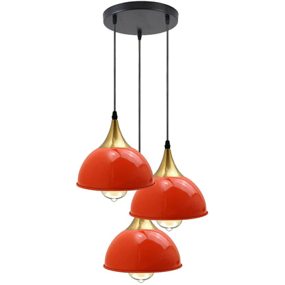 3-Wege-Vintage-Industrie-Metall-Lampenschirm, moderne hängende Retro-Deckenpendelleuchten, orange