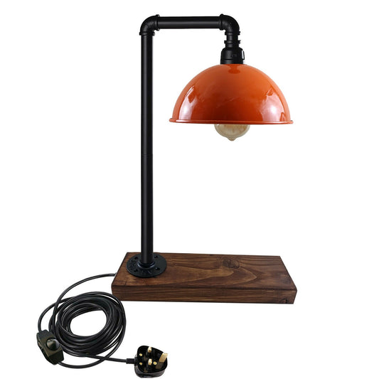Schwarze Industrie-Tischlampe Steampunk Schreibtisch Tisch mit orangefarbenem Schirm LEDSone DE