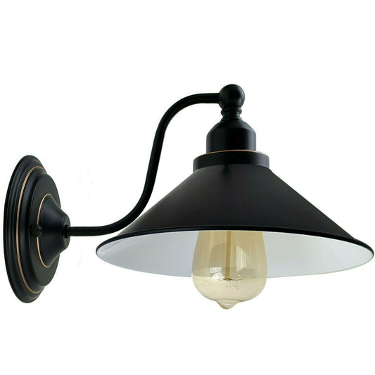 Industrielle Vintage Wandlampe Retro Licht E27 Schwarz Lampenfassung~2405
