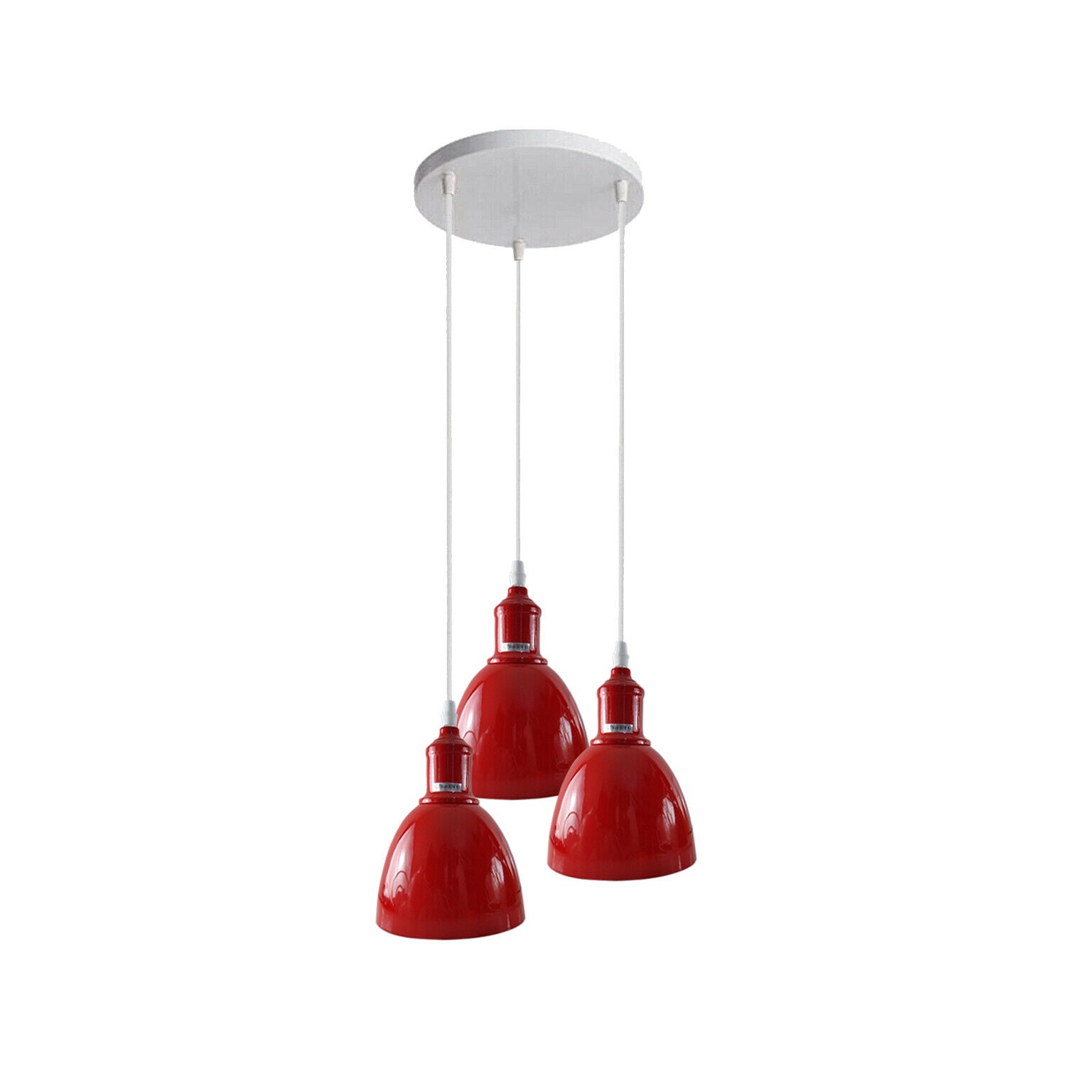  weißer Teller Rote Pendelleuchte mit 3-flammig(LED -Glühbirne)