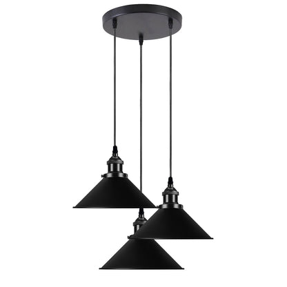 Vintage Deckeneinstellbare hängende schwarze Metall-Kegel-Schatten-Pendelleuchte