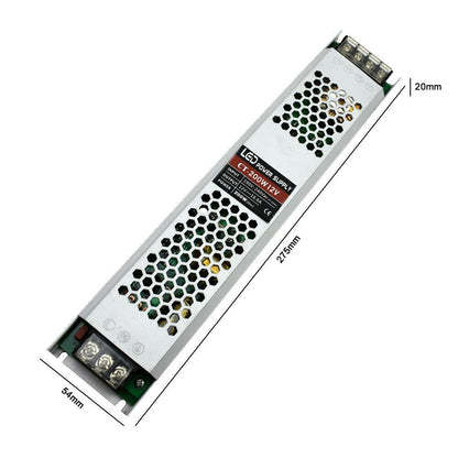 DC12V 200W Ultra Slim LED-Treiber Netzteiltransformator 240V für LED-Streifen