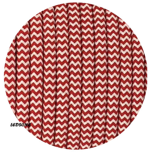 Textilkabel Lampenkabel Stoffkabel 3x0.75mm², Rund, Rot-Weiß