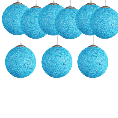 Modern Rattan Wicker Woven Ball Globe 3 Head Vine Ball Industrial Rectangle Base Deckenleuchte Blau
