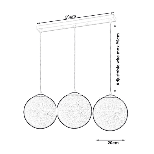 Modern Rattan Wicker Woven Ball Globe 3 Head Vine Ball Industrial Rectangle Base Deckenleuchte Grün