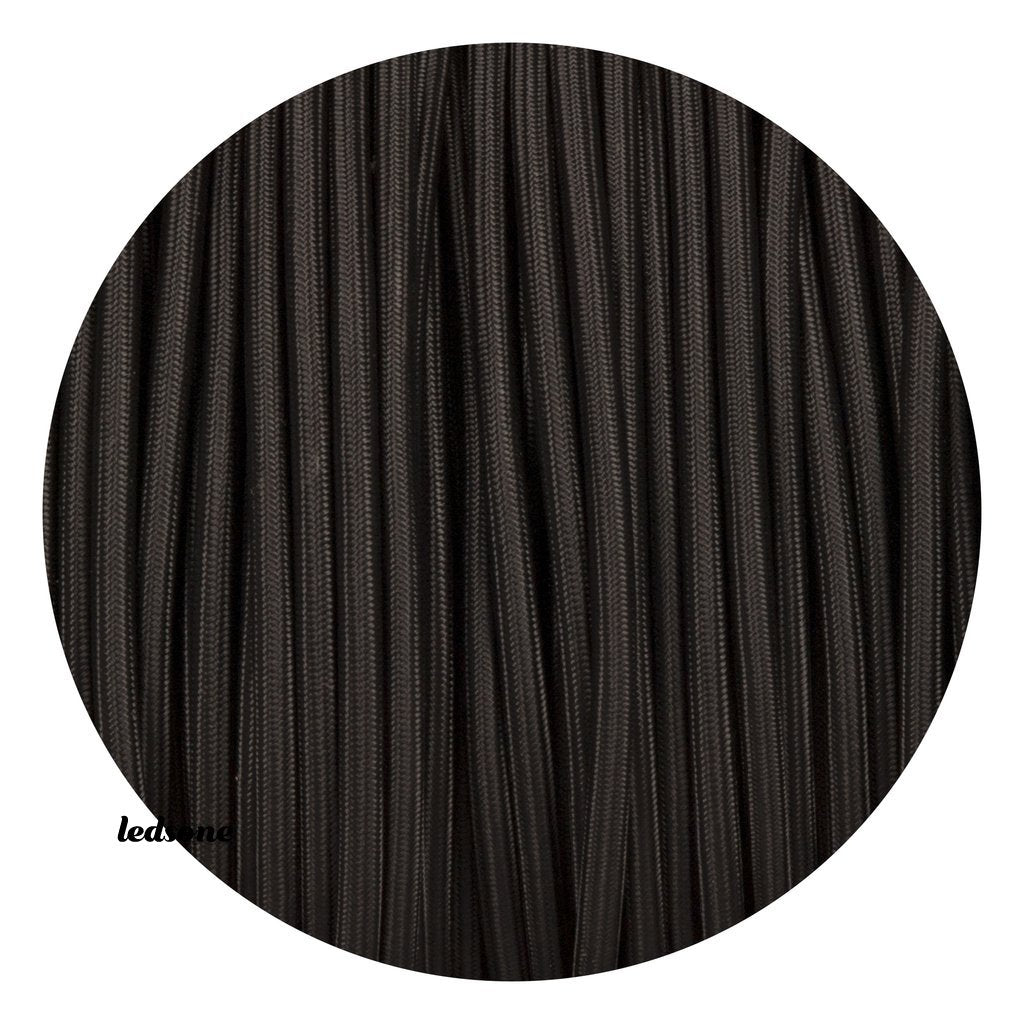  3-adriges rundes Vintage Textilkabel 0,75 mm² in Schwarz
