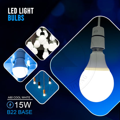 15 W B22 Schraub-LED-Licht GLS-Lampen, energiesparende Edison Cool White 6000 K nicht dimmbare Lichter