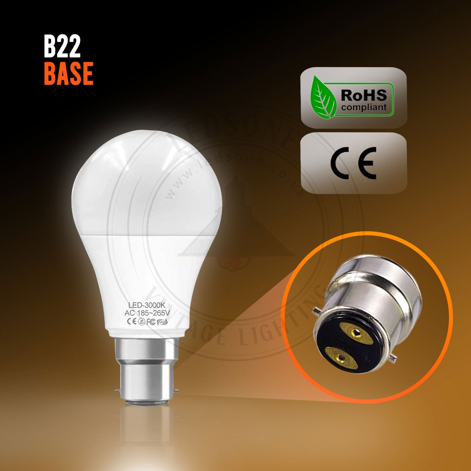 B22 3 W energiesparende warmweiße LED-Glühbirnen A60 B22 Einschraubbirnen, nicht dimmbar