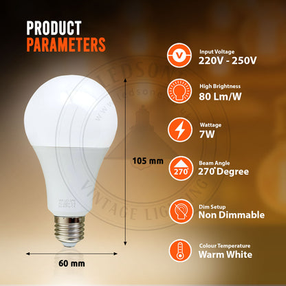 E27 7W energiesparende warmweiße LED-Glühbirnen A60 E27 Einschraubbirnen, nicht dimmbar
