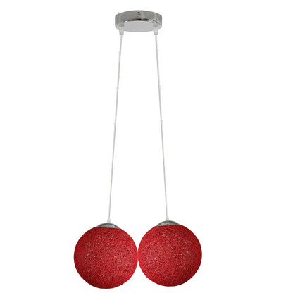 Red Rattan Wicker Woven Ball Globe 2 Outlet Moderne Pendelleuchte Hängende Deckenleuchte