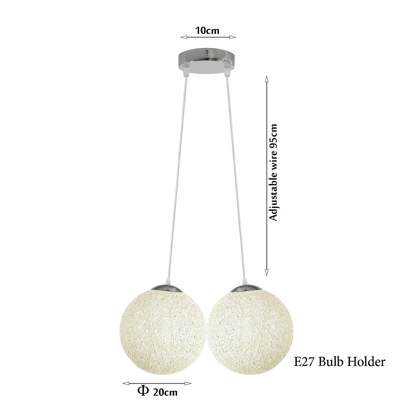 Weiß Rattan Wicker Woven Ball Globe 2 Outlet Moderne Pendelleuchte Hängende Deckenleuchte