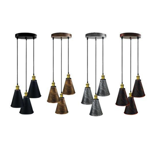 Industrielle Retro 3-Kopf Vintage Runde Basis Pendelleuchte Deckenleuchte~1792