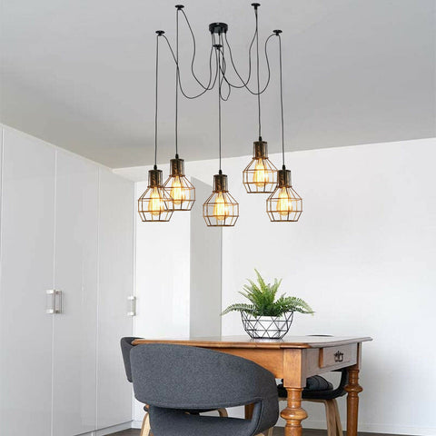 Lampada a forma di ragno a gabbia tubolare per tavolo da pranzo ~2274