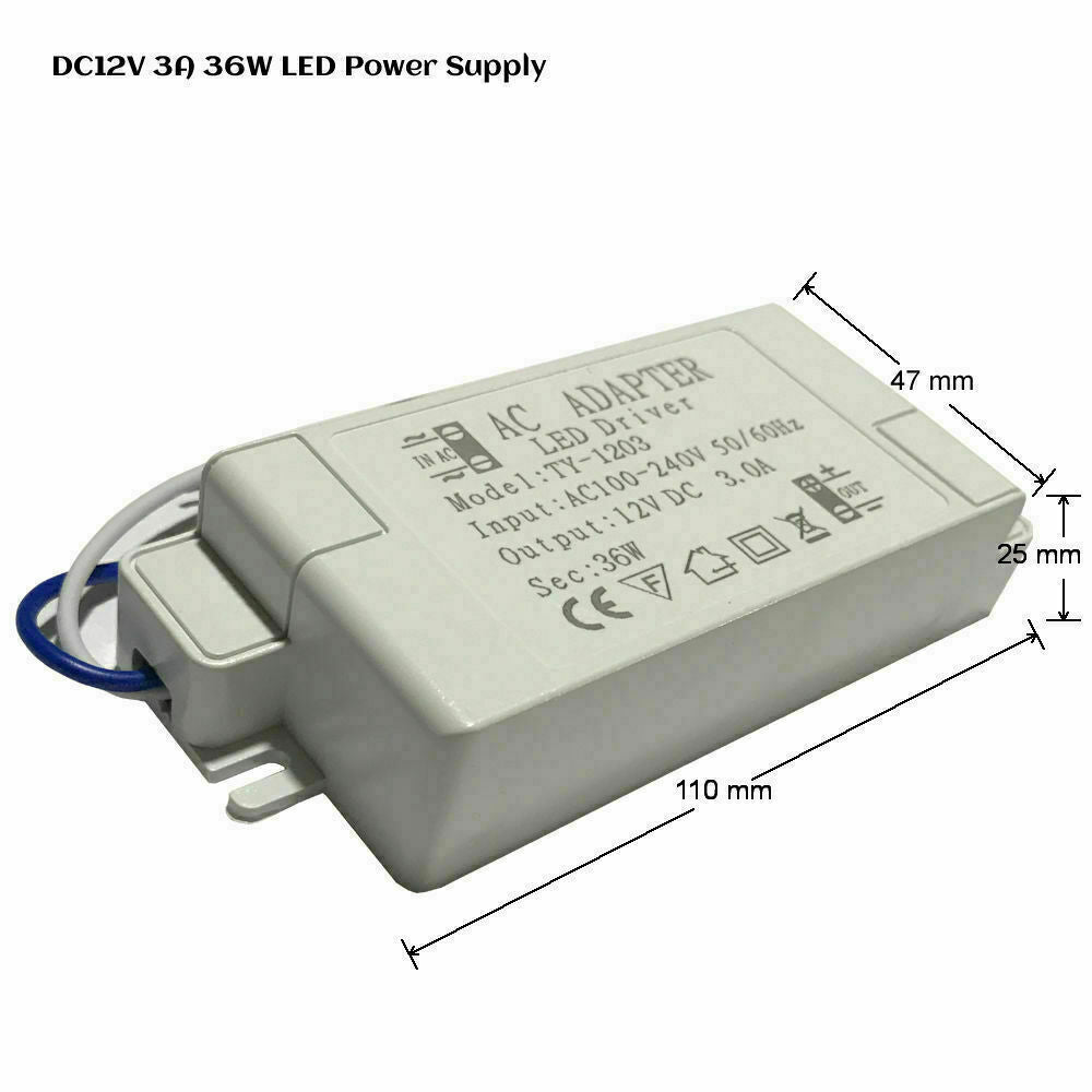 Greenice LED Trafo 230V Zu 12V, 36W / 3A - Netzteil Für LED-Bänder, Spots & Beleuchtung