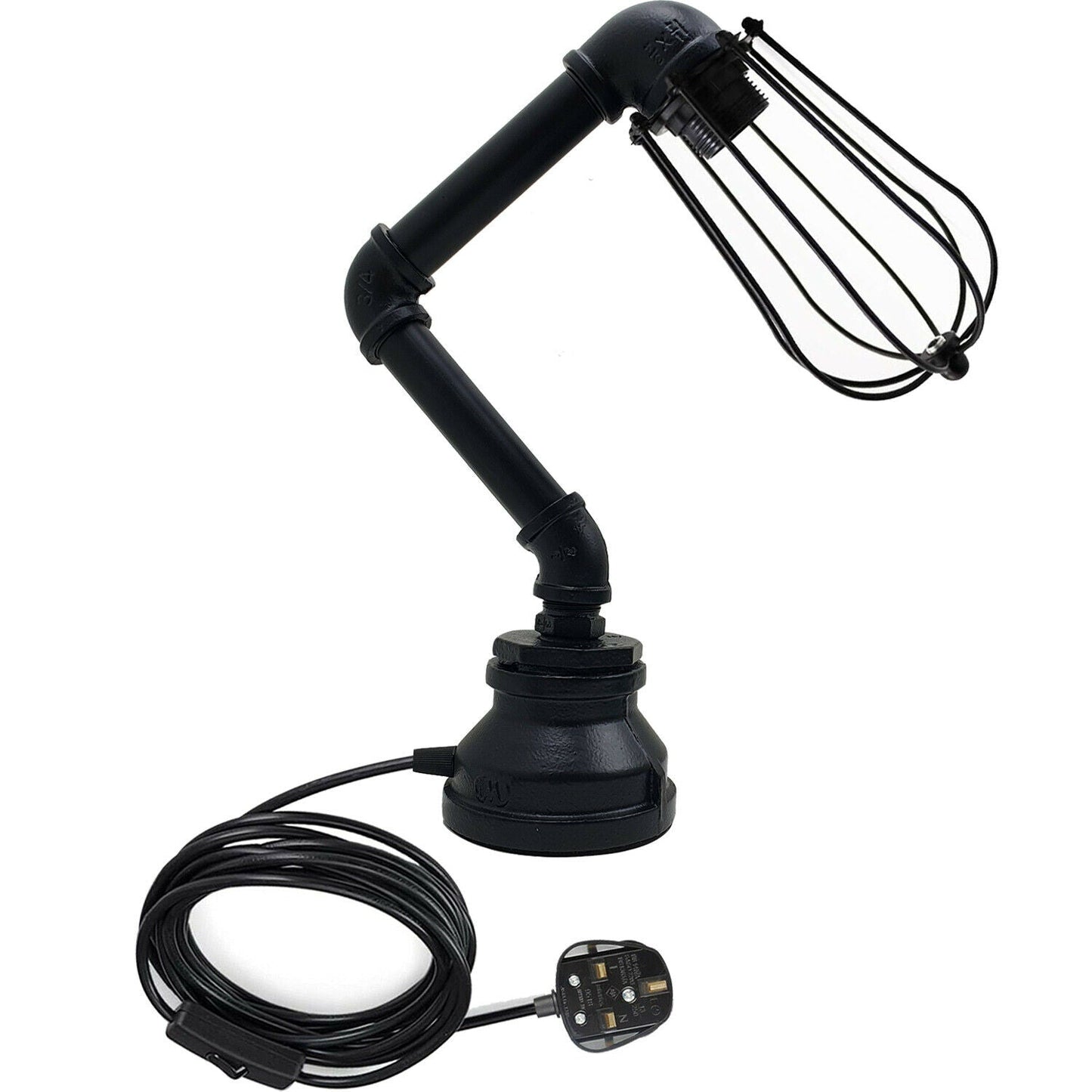 Wasserpfeife Retro Industrial Plug-In Tischlampe Steampunk Metall Indoor Standbeleuchtung Schwarz LEDSone DE-6