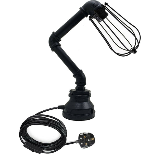 Wasserpfeife Retro Industrial Plug-In Tischlampe Steampunk Metall Indoor Standbeleuchtung Schwarz LEDSone DE-1