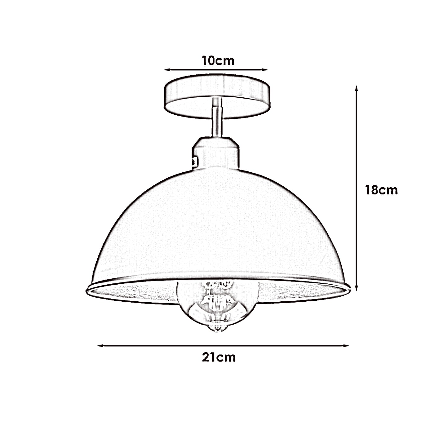 21cm Küchen-Unterputz-Deckenleuchte industrieller Kuppelschirm