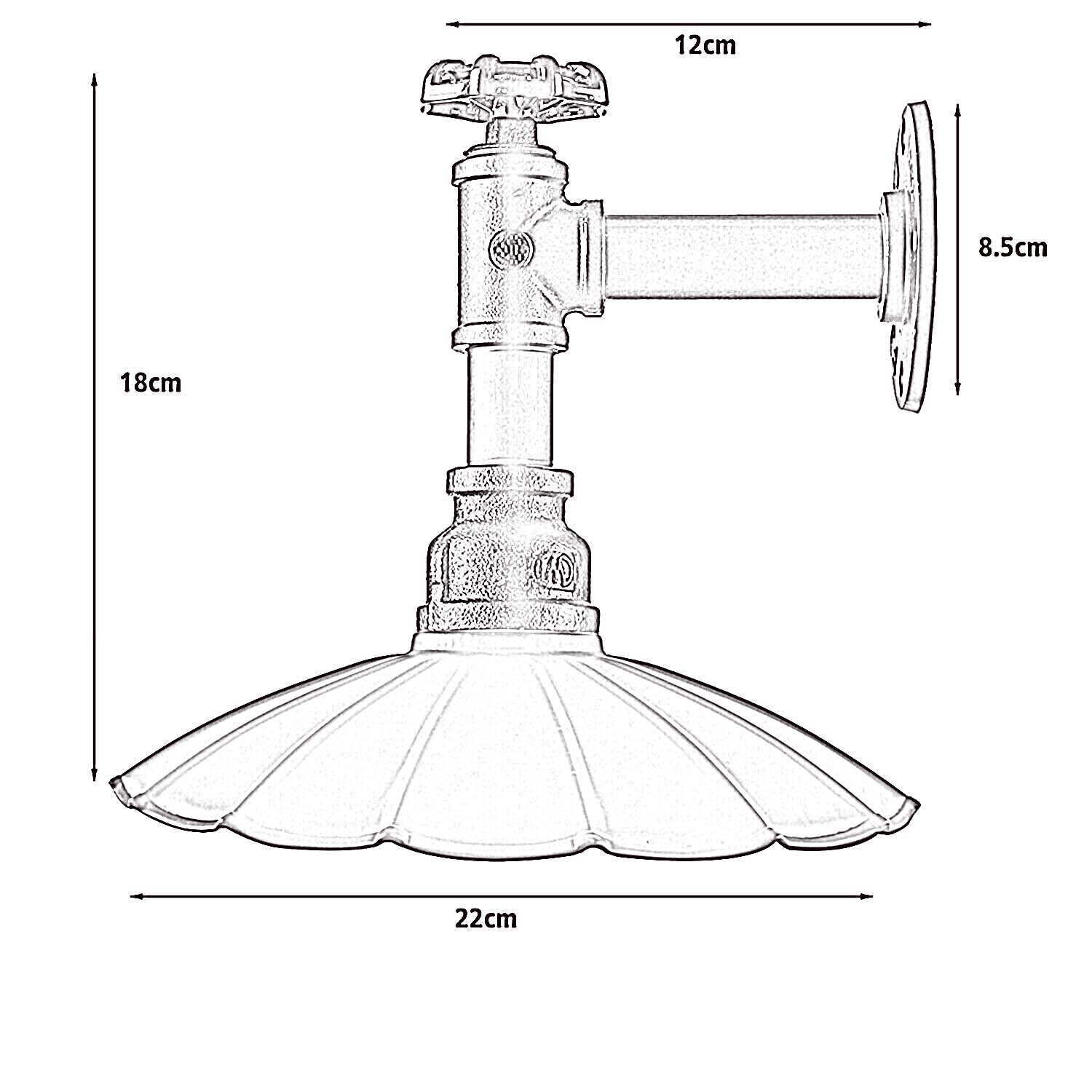 Industrie Regenschirm Form Schirm Wand Rohr Leuchten Innenleuchte Metall Lampe Rustikal Rot LEDSone DE