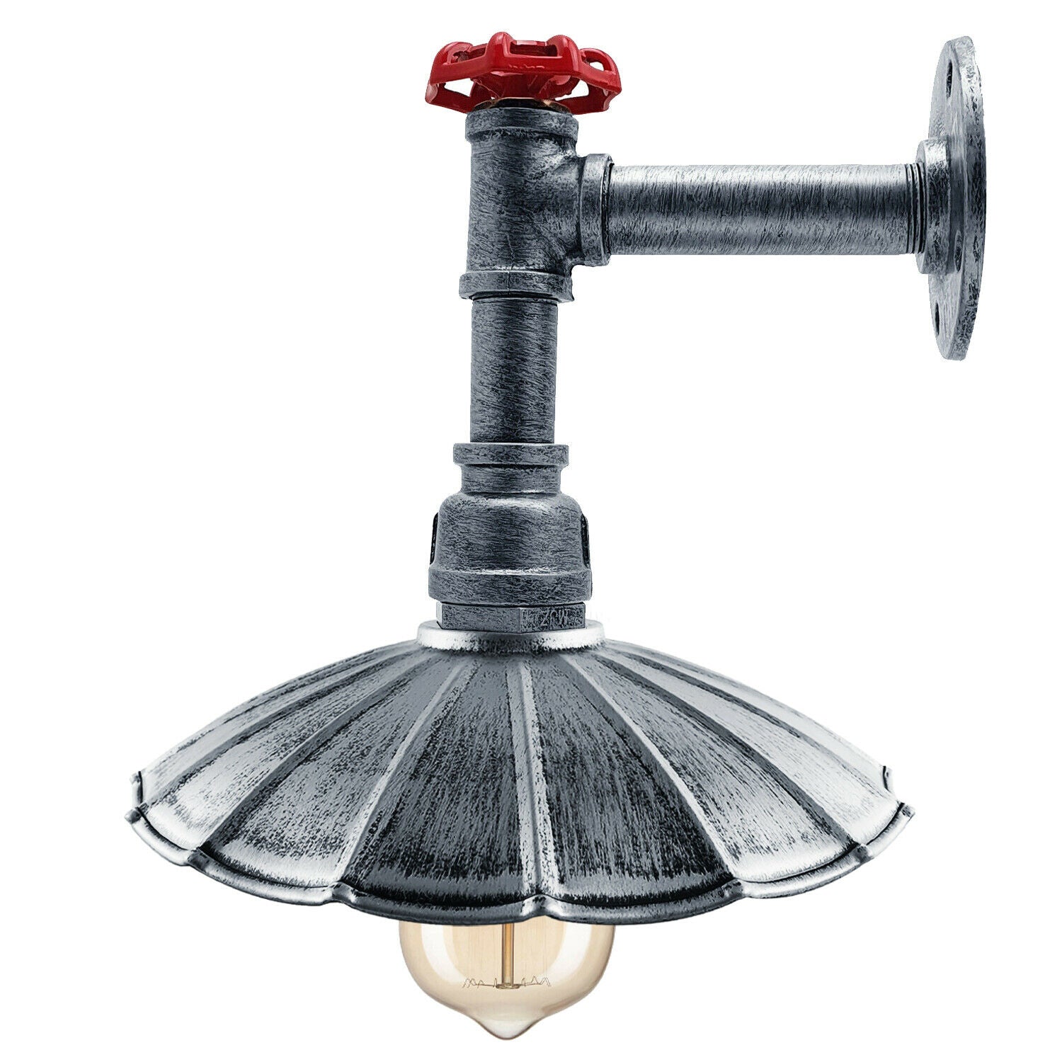  Regenschirm FormRohr Wandleuchte Vintage Industriell (mit Lampenschirm) Silber gebürstet LEDSone DE