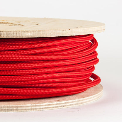 3-adriger runder Vintage geflochtener Stoff Rot gefärbter Cable Flex 0,75 mm - Shop für LED-Leuchten - Transformatoren - Lampenschirme - Halter | LEDSone DE
