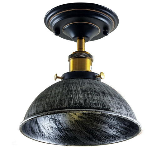 Industrial Retro Light Shade Flush Mount Fitting Moderne Deckenleuchte Silber gebürstet