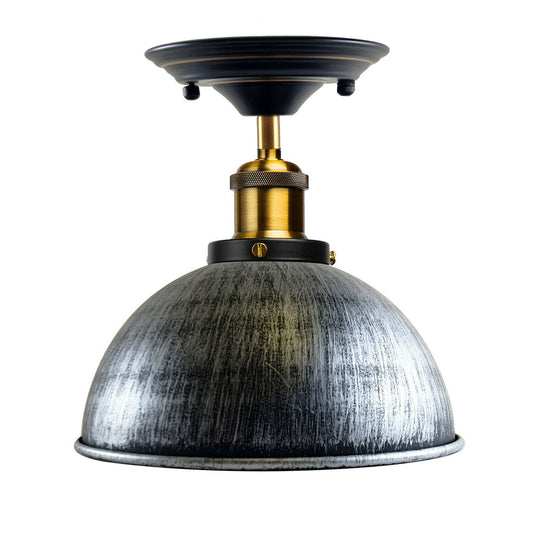 Industrial Retro Light Shade Flush Mount Fitting Moderne Deckenleuchte Silber gebürstet